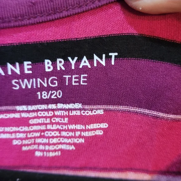 Lane Bryant Vibrant Striped 3/4 Sleeve Swing Tee Size 18/20 - Picture 4 of 4